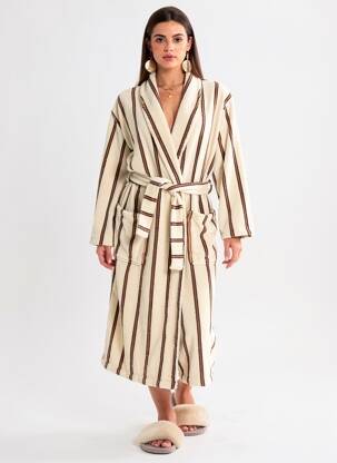 Peignoir manches longues beige BONSOIRS. femme