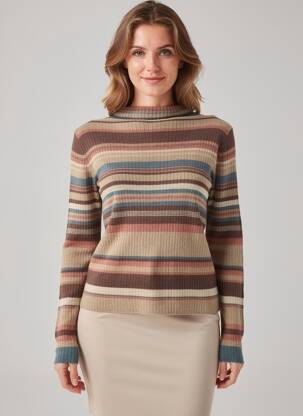 Pull coupe droite manches longues beige THE KORNER femme