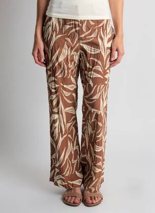 Pantalon droit tissage crêpe taille normale marron KIABI femme