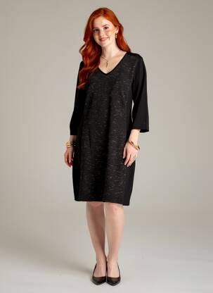 Robe mi-longue manches longues manches longues noir TOMMY HILFIGER femme