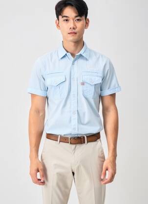 Chemise manches courtes poches bleu KAPORAL homme