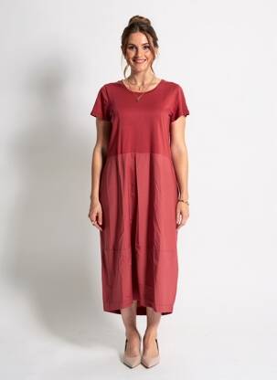 Robe longue manches courtes manches courtes rouge BLANC BOHEME femme