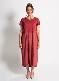 Robe longue manches courtes manches courtes rouge BLANC BOHEME femme