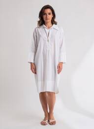 Robe mi-longue manches longues manches longues blanc BLANC BOHEME femme