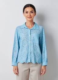 Chemisier coupe cintrée manches longues bleu BLANC BOHEME femme