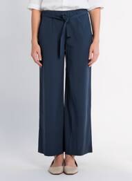 Pantalon droit tissage popeline taille normale bleu BLANC BOHEME femme