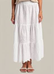 Jupe longue coupe fluide blanc BLANC BOHEME femme
