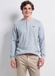 T-shirt stretch manches longues bleu KAPORAL homme