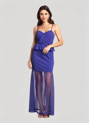 Robe longue tissage crêpe fines bretelles violet ALFRED ANGELO femme
