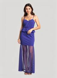 Robe longue manches bretelles ajustables fines bretelles violet ALFRED ANGELO femme
