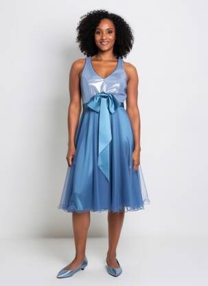 Robe mi-longue sans manche sans manche bleu ASCIA femme