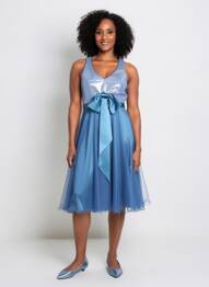 Robe mi-longue sans manche sans manche bleu ASCIA femme