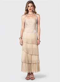 Robe longue sans manche sans manche beige FARA FIESTA femme