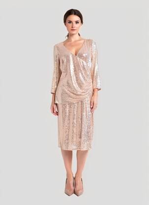 Robe mi-longue manches longues manches longues rose SONIA PENA femme