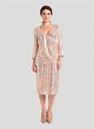 Robe mi-longue manches longues manches longues rose SONIA PENA femme