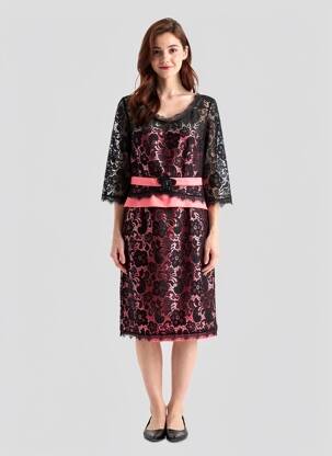 Robe mi-longue manches longues manches longues noir MARFIL femme