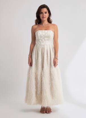 Robe longue sans manche sans manche beige SONIA PENA femme
