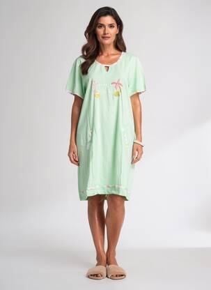 Chemise de nuit stretch vert ROSE POMME femme