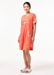 Chemise de nuit sérigraphie orange ROSE POMME femme