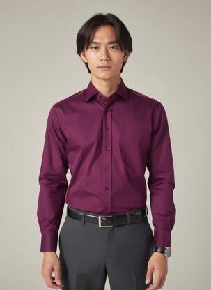 Chemise manches longues poches violet WEDDING homme