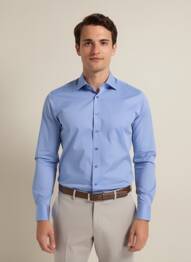 Chemise manches longues poignets boutonnés bleu WEDDING homme