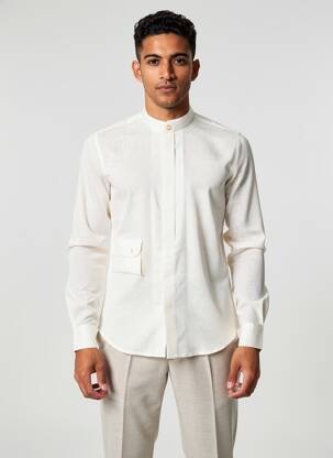 Chemise manches longues poignets boutonnés beige WEDDING homme