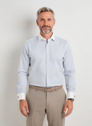Chemise manches longues coupe droite gris WEDDING homme