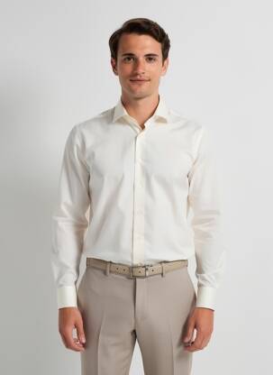 Chemise manches longues poignets boutonnés beige CORNALLI homme