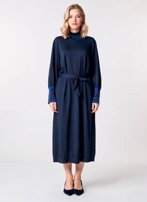 Robe longue manches longues manches longues bleu CHLOÉ STORA femme