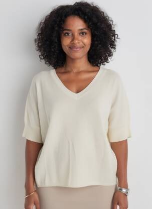 Pull coupe droite manches courtes beige ABSOLUT CASHMERE femme