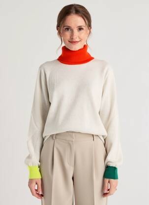 Pull col roulé coupe cintrée manches longues beige ABSOLUT CASHMERE femme