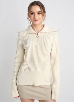 Pull coupe cintrée manches longues beige ABSOLUT CASHMERE femme