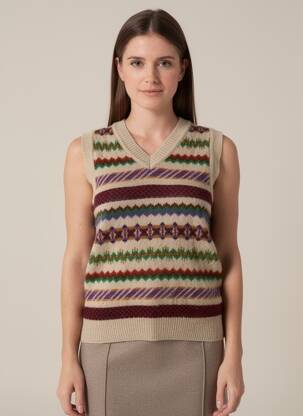 Pull coupe droite sans manche beige HOWLIN femme