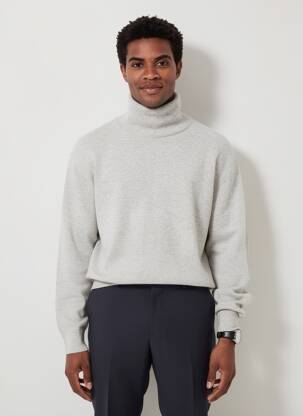 Pull col roulé stretch manches longues gris AMERICAN VINTAGE homme