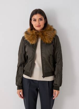 Blouson effet matière satinée vert TEDDY SMITH femme