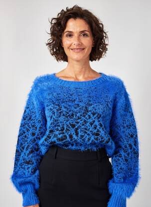 Pull stretch manches longues bleu FRANCE RIVOIRE femme