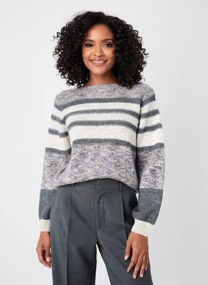 Pull tissage chiné manches longues gris COULEURS DU TEMPS femme