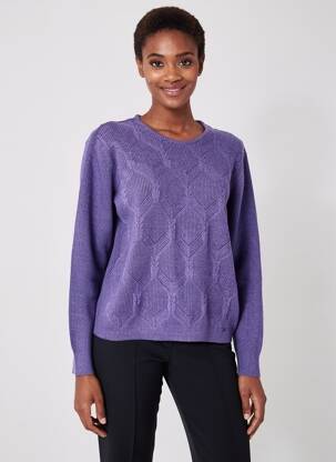 Pull tissage chiné manches longues violet MCM femme