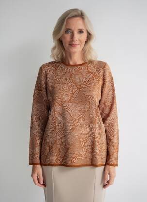 Pull coupe cintrée manches longues marron FRANCE RIVOIRE femme