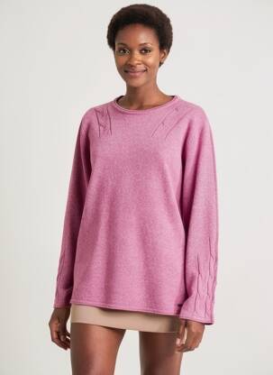 Pull tissage chiné manches longues rose MCM femme