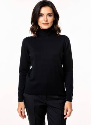 Pull col roulé stretch manches longues noir MCM femme
