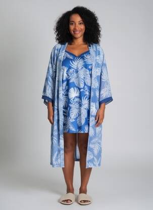 Nuisette/combinette col v bleu MASSANA femme