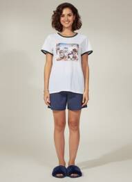 Pyjashort imprimé fantaisie bleu MASSANA femme