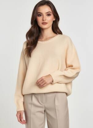 Pull stretch manches longues beige AMERICAN VINTAGE femme