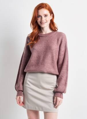 Pull tissage chiné manches longues violet REIKO femme