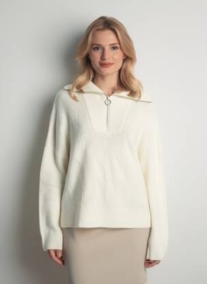 Pull coupe droite manches longues beige IKKS femme