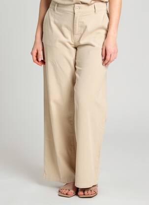 Pantalon large fermeture zippée sous rabat boutonné taille normale beige REIKO femme