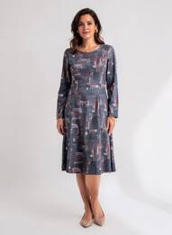 Robe mi-longue manches longues manches longues bleu DAMART femme