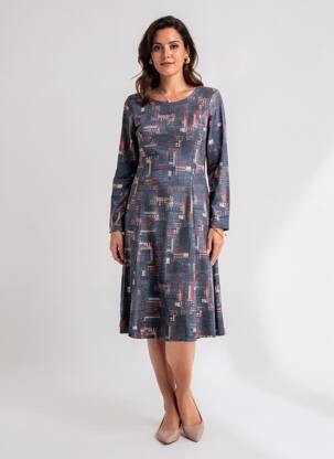 Robe mi-longue manches longues manches longues bleu DAMART femme
