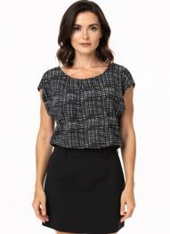 Top tissage jersey manches courtes noir SHEEGO femme